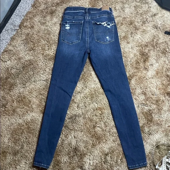 American Eagle Next Level Stretch High Rise Jegging SZ 2 Regular Distressed Rips - Picture 6 of 6
